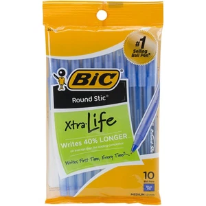 6 Pack - BIC Round Stic Medium Ballpoint Pens 10/Pkg-Blue - GSMP-101BL - Bild 1 von 1