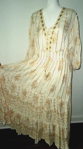 NWT Me 2 Magic Antrapologie maxi tiered dress ivory gold boho plus size-2X - Picture 1 of 13