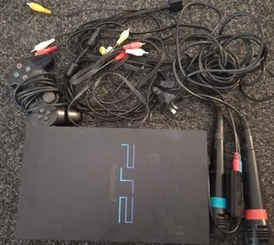 Sony PlayStation 2 PS2 Fat Console - Working - Cords - Singstar Mics & Game - Picture 1 of 5