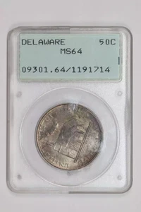 1936 DELAWARE COMMEMORATIVE HALF DOLLAR PCGS MS64 RATTLER! VERY LOW CERT! - Picture 1 of 2