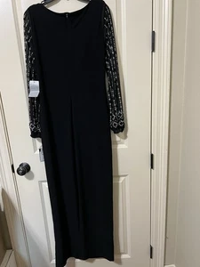 Marina Women’s Dress Black Midi With Embellished Sleeves Size 10 - Picture 1 of 8
