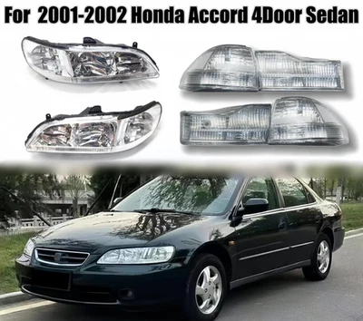 For 2001-2002 Honda Accord 4Dr Sedan Clear Lens Headlight+Tail Light Set No Bulb - Изображение 1 из 4