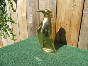 Vintage 11" Heavy Brass Penguin Figure - Picture 1 of 5
