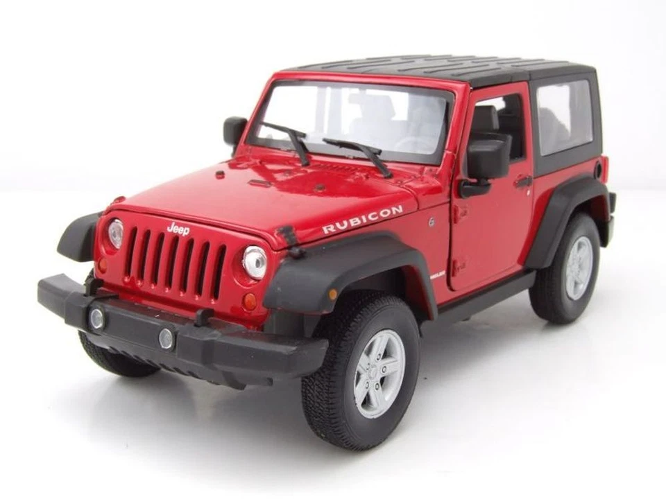 Jeep Wrangler Rubicon Chiuso 2007 Rosso Modellino Auto 1:24 Welly - Immagine 1 di 4