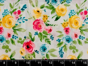 Tina Scrap 9"x21" Leaves Flowers Floral Bouquet Garden Spring Cotton Fabric - Picture 1 of 1