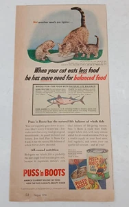 1954 Puss N' Boots Cat Food Original Advertising Print Ad Vintage - Picture 1 of 3