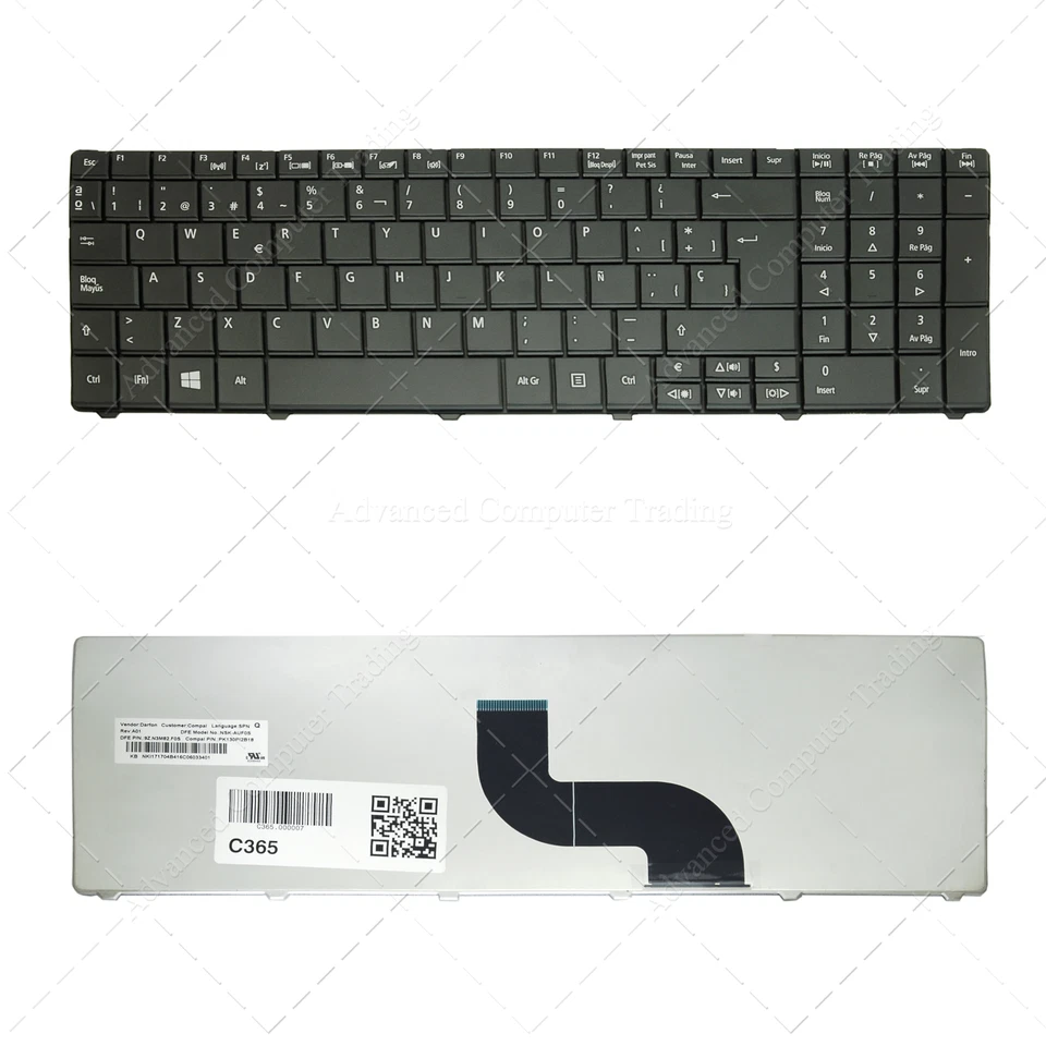 ADVANCED COMPUTER TRADING Teclado Español para portátil Acer Aspire E1-571 E1-531 Series | Negro Ver. 3 SP