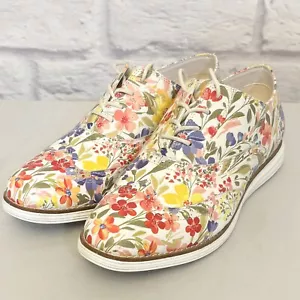 Scarpe comode da donna Cole Haan 10,5 originali Grand Floral Oxford a coda di rondine bianche - Foto 1 di 11