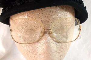 Women's Vintage Luxottica Eyeglass Frames Gold Metal Oversize Avant Garde ITALY - Picture 1 of 8