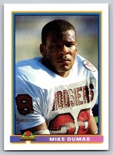 1991  Bowman #196 Mike Dumas Rookie Card Houston Oilers