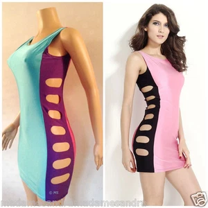 SEXY MINI VESTIDO BODYCON LADO ABIERTO CÓCTEL REVELADOR CLUBBING ATREVIDO FETICHE M.L - Imagen 1 de 6