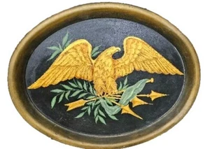 Americana Folk Art Bald Eagle Bert Martin Handpainted Platter Signed 1960s MCM - Picture 1 of 6