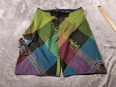 Vintage Rip Curl Cargo pocket Board Shorts Men's 33x11 neon colors 90s y2k - Image 1 of 4