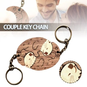 Otter Couple Keyring Matching Puzzles Keychain for Birthday Valentines Day - Picture 1 of 9