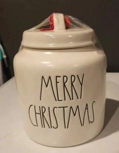 Rae Dunn MERRY CHRISTMAS Large Chubby Canister Christmas White LL - Picture 1 of 6