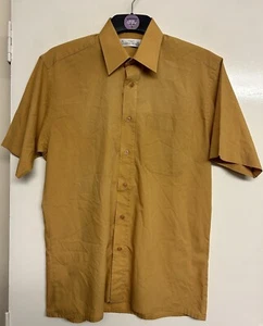 ST MICHAEL M&S Mens Golden Lightweight Short Sleeve Shirt Size Medium Collar 15” - Picture 1 of 8