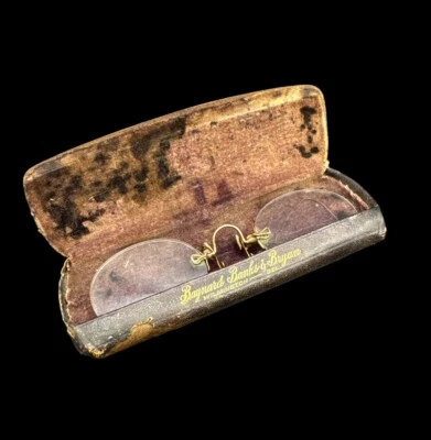 Óculos antigos de ouro amarelo 10k lente transparente Bayward Banks & Bryan 10k - Imagem 1 de 4