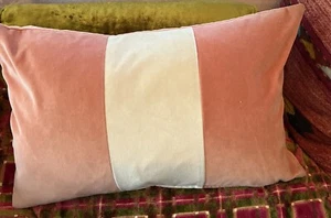 Villa Noble Excellence Velvet Pink Rose Blush Stripe Lumbar Pillow Cover Insert - Picture 1 of 8