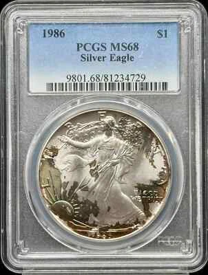 1986 American Silver Eagle PCGS MS-68 - Image 1 of 2