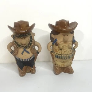 OLD WESTERN SHERIFF SALT AND PEPPER SET Man & Woman Lego Japan 6 1/2” - Picture 1 of 9