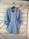 Maeve Anthropologie Tunic Top Plates Baby Blue White Oversize 3/4 sleeve Size S
