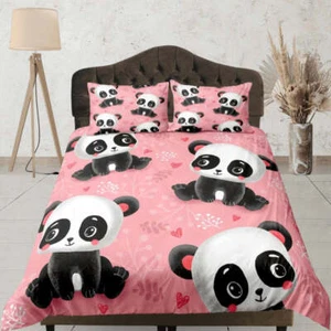 Lovely panda pink duvet cover for kids, bedding set full, king, queen, dorm - Bild 1 von 7