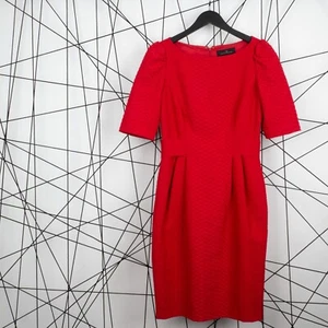 CAROLINA HERRERA Women's Red Short Sleeve Red Romantic Bodycon Dress Size 4 / S - Picture 1 of 19