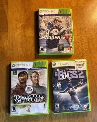 Madden NFL 17  Tiger Woods PGA Tour 14 & The Bigs 2 - 3 Game Lot for Xbox 360 - Image 1 of 4
