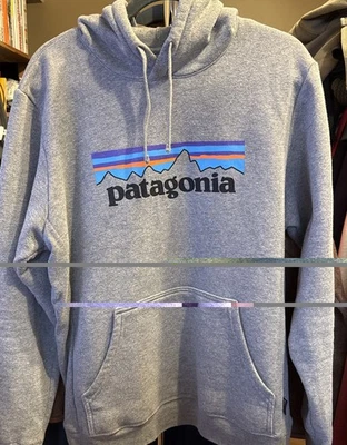 Мужская толстовка с капюшоном Patagonia средний размер серая толстовка пуловер с логотипом P-6 - Изображение 1 из 3