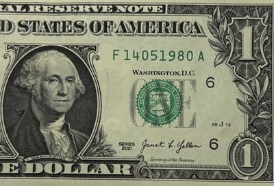 Birthday Note May 14 1980 fancy serial number 1 dollar billF14051980A FW - Image 1 of 4