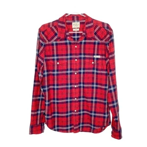 Lucky Brand unverwechselbares rot marineblau kariertes Button-Down-Hemd Damen Small - Bild 1 von 5