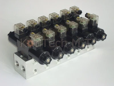 Hydraulic base plate for six valves including solenoid valve 4/3-way DC without DBV - Image 1 of 4