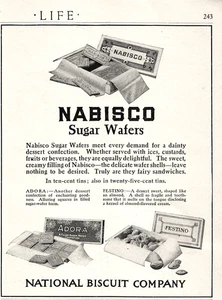 Cialde Zucchero Nabisco Dolci Confezione Vintage 5.875" x 7.8" 1913 Life Mag Estratto - Foto 1 di 1