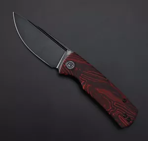 Petrified fish Beluga Mini PFP01XRDMW front flipper knife Gmascus Red - Foto 1 di 2