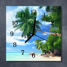Tulup Glass Wall Clock Kitchen Clocks 30x30 cm Palm Trees Green
