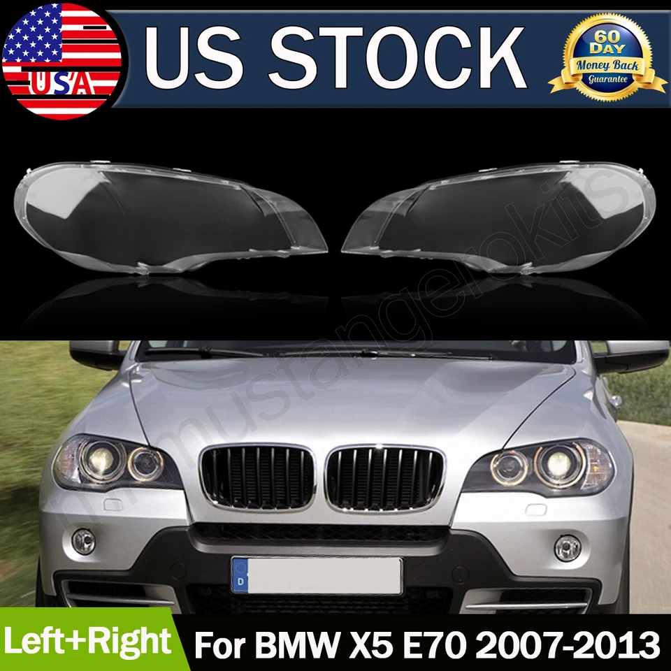 Front Left & Right Headlight Lampshade Lens Covers Fit For 2007-2013 BMW X5 E70 Foto 1 de 4