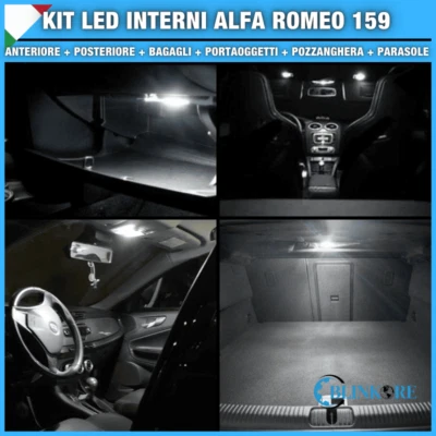KIT LED INTERNI ALFA ROMEO 159 SW CONVERSIONE COMPLETA CANBUS BIANCO GHIACCIO - Immagine 1 di 2