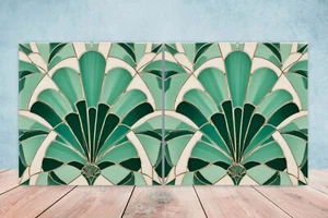 Azulejos de cerámica de diseño Art Deco - Juego de 2 azulejos de decoración de pared Art Deco, azulejos Art Deco - Imagen 1 de 3