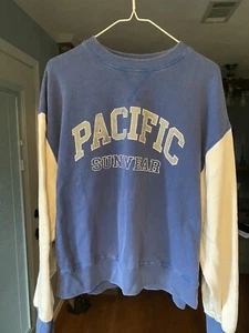 PacSun Pacific Sunwear Blue and White Sweatshirt size Small NWT - Picture 1 of 7