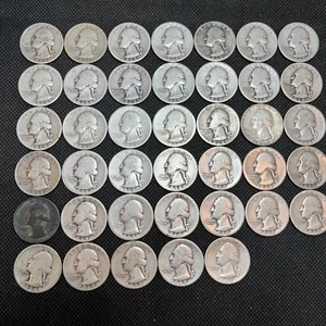 TUTTO 1939 P WASHINGTON QUARTO ROTOLO PIENO $10 VALORE NOMINALE 40 MONETE ARGENTO #123 - Foto 1 di 10