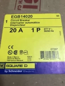 Square D EGB14020 20A 1P 277V 50/60Hz Circuit Breaker New In Box - Picture 1 of 3