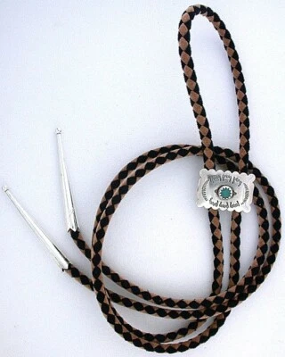 Punta de corbata Bolo turquesa esterlina suroeste pequeño navajo 9/10 pulgadas EBS9306/9723 Foto 1 de 4