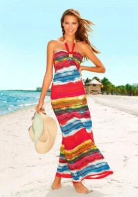 NEU - AJC - GR. 36 - Maxikleid rot-bunt Neckholder Hippie-Style Boho - Bild 1 von 4