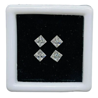VVS 4 Pcs D Color Loose White Moissanite 3mm Princess Square Cut Loose Gemstones - Image 1 of 4