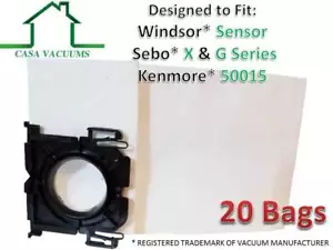 Casa Vacuums Windsor Sensor & Versamatic-Plus Vacuum Bags Also Sebo (20 Pack) - Picture 1 of 5