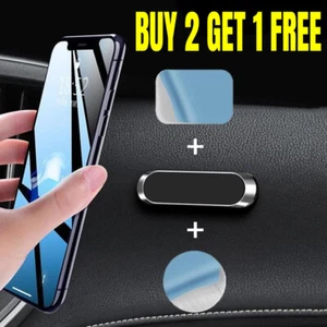 Magnetic Universal Car Mount Strip Phone Stand Holder Strong Magnet +Metal Plate - Picture 1 of 12