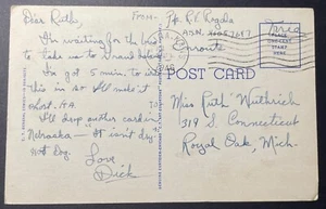 Salina, Kansas FREE FRANK Post Card mailed Jul 3, 1946 to Royal Oak, MI - KS - Picture 1 of 2