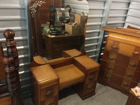 Antique Art Deco Style 3 Piece Waterfall Bedroom Suite Set Cover