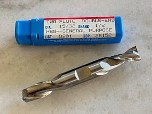 NIAGARA CUTTER 15/32" x 1/2" x 7/8" x 3-7/8" DE 2FL HSS DOUBLE END MILL, #28152 - Picture 1 of 1