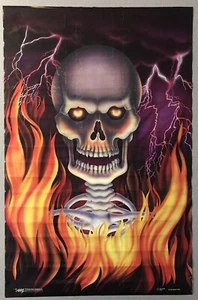 Vintage 1991 Death Fire Skull 34 x 22" Original Poster #PC1044 *Read* - Picture 1 of 11